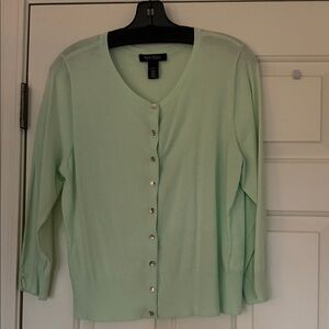 White House Black Market Mint Green Button Down Cardigan.